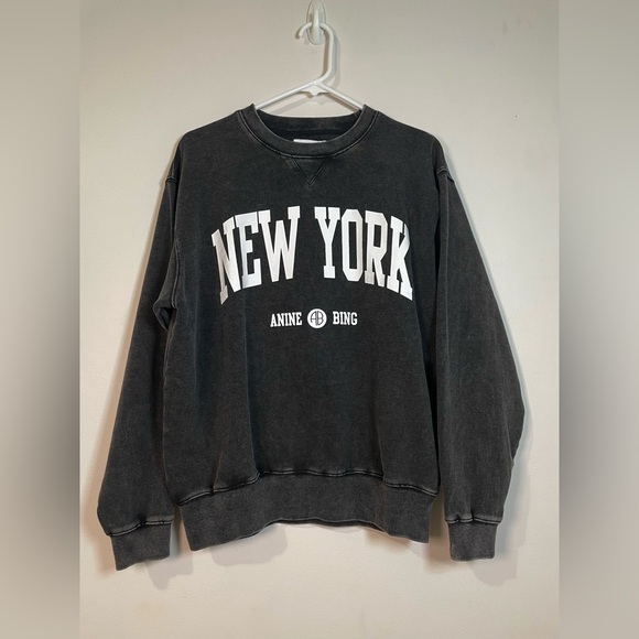 Anine Bing Tops - NEW Anine Bing Ramona New York Sweatshirt, Black, Women’s Medium